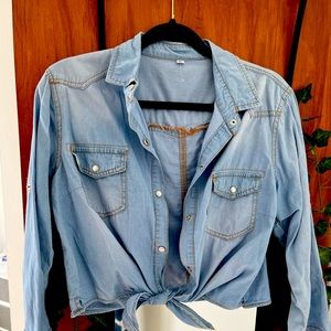Amazon tie denim shirt